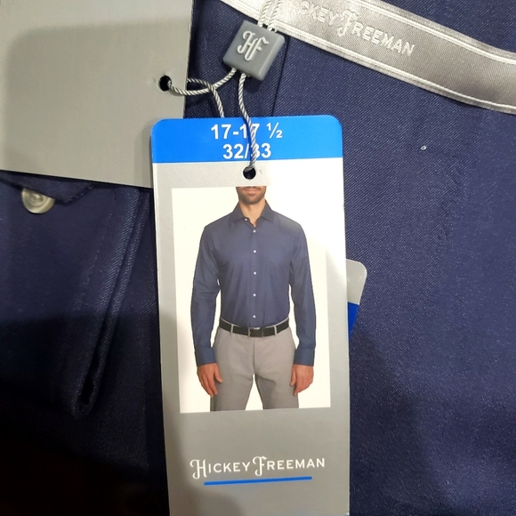 Hickey Freeman Dress shirt Midnight Blue 17-17.5 15-15.5 16-16.5 Brand New - Picture 3 of 7